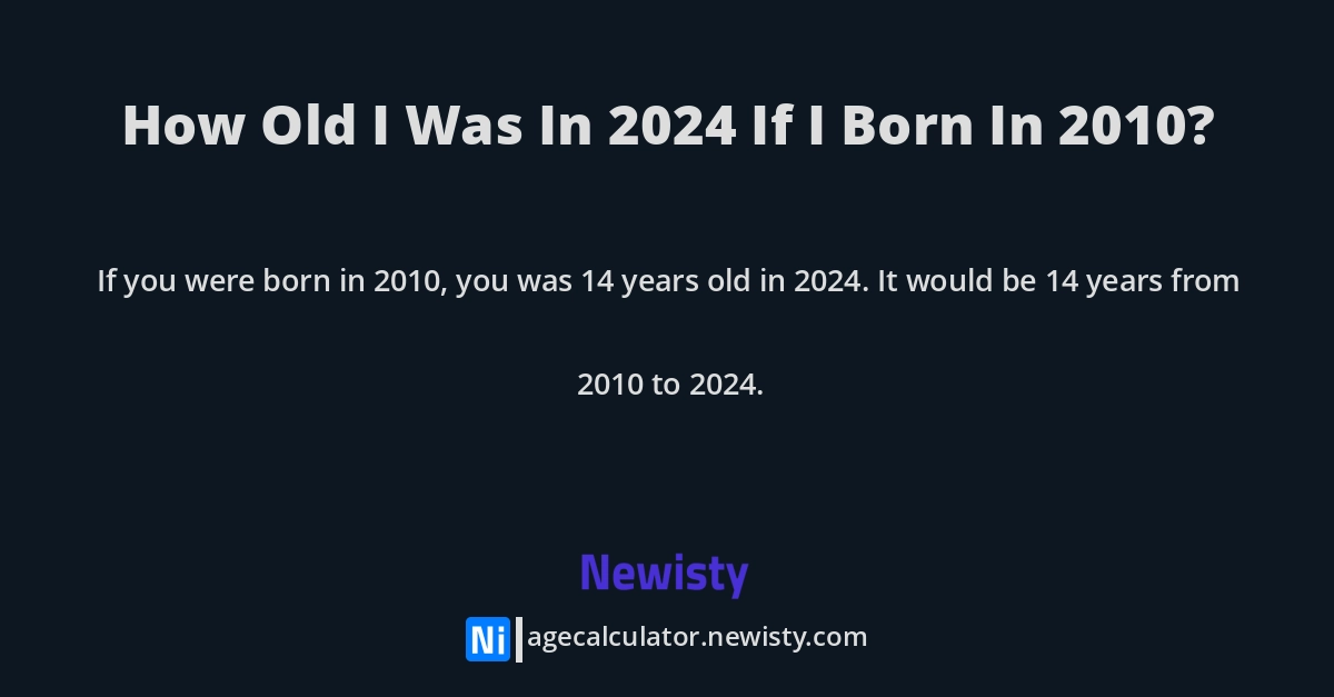 How old I was in 2024 if I born in 2010? Newisty Age Calculator